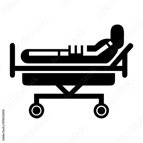 hospital bed medical icon silhouette illustration for healthcare patient care design