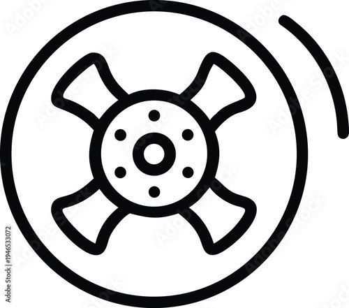 Car Wheel Hubcap Cooling Fan Line Art Icon