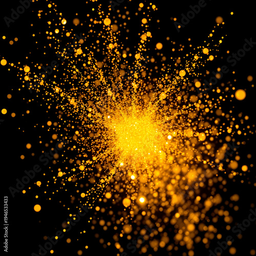 Abstract A vibrant, dynamic spray of lustrous golden particles, creating a dazzling visual symphony of light and texture, inviting viewers to explore the exquisite details of the design.