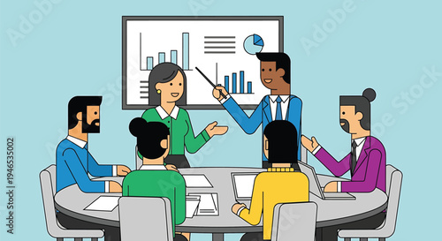 Business people in a meeting discussion.