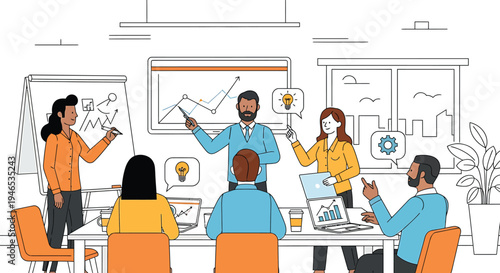 Business people in meeting discussion.