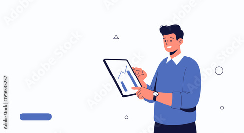 Man analyzing financial chart on tablet, business growth concept