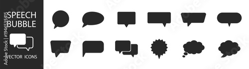 Chat and speech bubble shapes collection, dialog comment message balloons and communication icons vector set isolated on transparent background