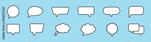 Chat and speech bubble shapes collection, dialog comment message balloons and communication icons vector set 