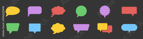 Speech and chat bubble icons vector collection, dialog comment message balloons and communication symbols set 
