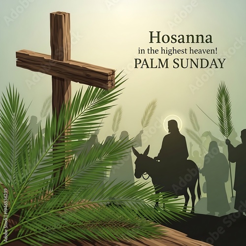 Jesus rides into jerusalem on a donkey on palm sunday