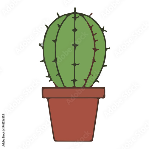 Potted Cactus Illustration