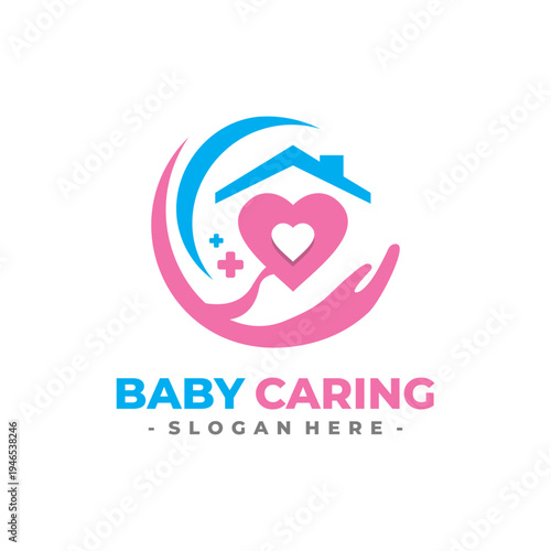 Maternity Home Service Logo Design Vector. Concept of hospital, medical clinic, baby care and medicine.