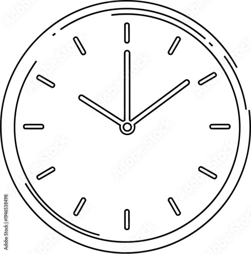 Simple line drawing of an analog clock with hour and minute hands