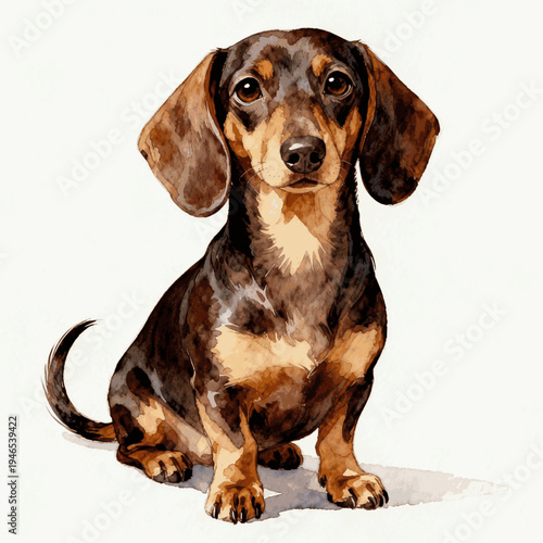 Small Pet Friend dog Dachshund isolated watercolor vector illustration svg

