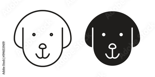 Dog icon in black stroke eps vector graphic