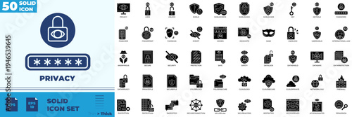 Privacy Solid Editable Icons set