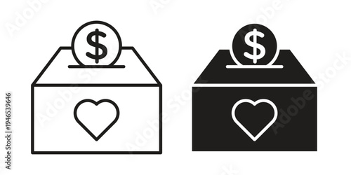 Donations icon in black stroke eps vector graphic