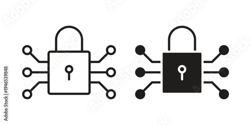 Encryption icon in black stroke eps vector graphic