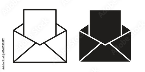 Envelope open icon in black stroke eps vector graphic