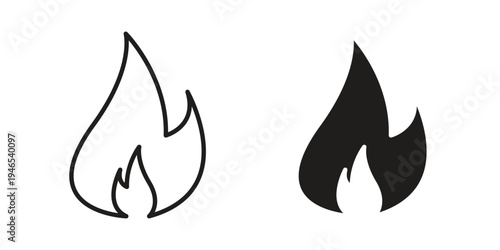 Fire icon in black stroke eps vector graphic