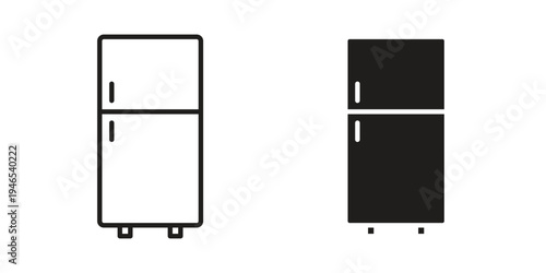 Fridge icon in black stroke eps vector graphic