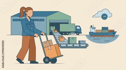 Global Logistics and Supply Chain Process with Worker and Multiple Transport Modes