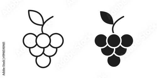 Grapes icon in black stroke eps vector graphic