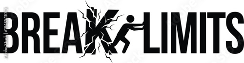 A motivational vector graphic with a silhouette of a person breaking through limits