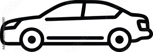 Sedan Car Automobile Side View Line Art Icon