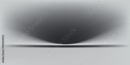 White grey studio room. Limbo light background. Abstract 3d gradient backdrop for product presentation. Minimal wall scene spotlight. Showcase, promotion display.