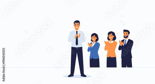 Business team applauding a leader, celebration, success, teamwork, recognition