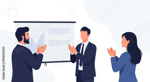 Business team applauding during presentation, success, teamwork, meeting, strategy