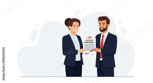 Business partners signing closing agreement contract, real estate deal, legal document signing