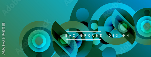 Abstract fluid shapes, vibrant teal hues, modern design. Overlapping circles create dynamic visual texture. Background elements suggest movement, depth.