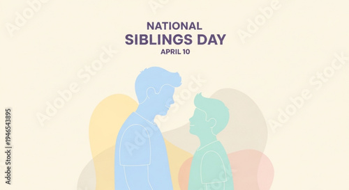 National siblings day april 10th family bonding celebration silhouette illustration
