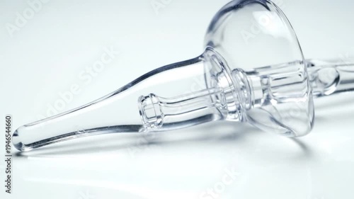 Close-up of intricate glass laboratory equipment, scientific research, macro detail