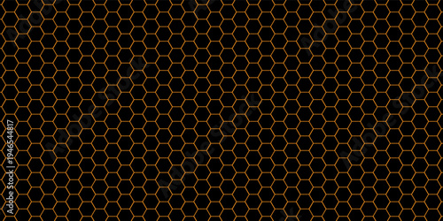 Embossed black hexagon on orange background. Abstract honeycomb. Abstract tortoiseshell. Black dark metal background. Halloween Theme