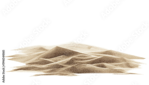 Sand Dunes Desert Texture Background: Natural Beach Landscape on White