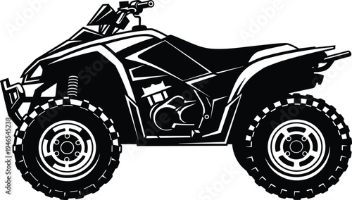 All, terrain, vehicle, ATV, quad, bike, offroad, motorcycle, adventure, sport, rugged, transport, outdoor, machine, power, wheel, drive, silhouette, vector, illustration