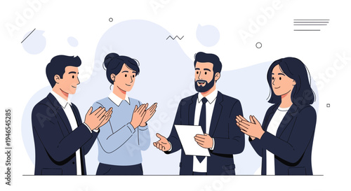 Business Team Applauding Success - Diverse Professionals Celebrating Achievement