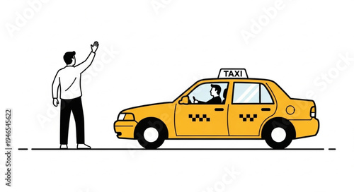 Man hailing a yellow taxi.