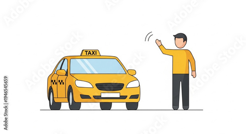 Man hailing a yellow taxi.