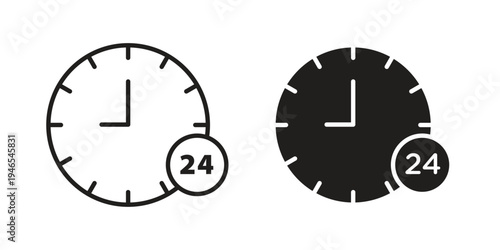 Time twenty four icon vector isolated on white background. Simple icon set.