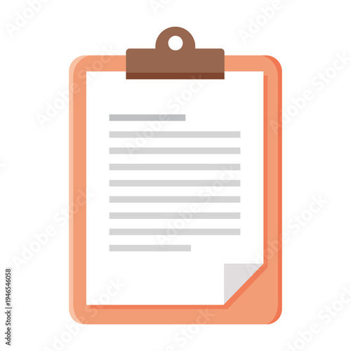 Clipboard with Document and Paper Sheet in Flat Vector Style
