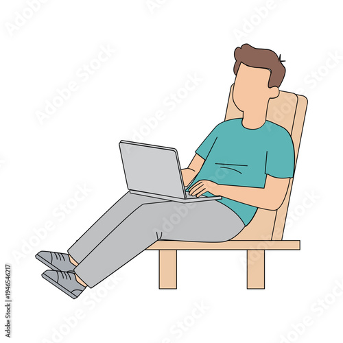 Man Working on Laptop Outdoors