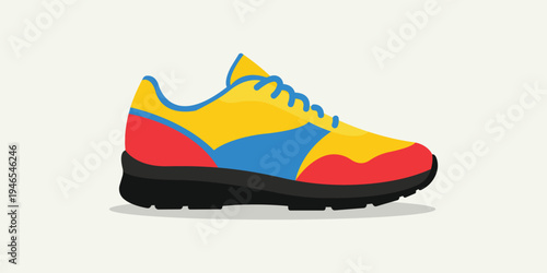 Vibrant Runner's Footwear: A colorful and dynamic sneaker, ready to hit the track, symbolizing speed and agility.