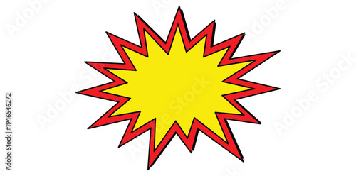 Explosive Burst: A vibrant burst of energy radiates outwards, with dynamic yellow center encompassed by sharp red edges. This striking visual can symbolize power, impact.