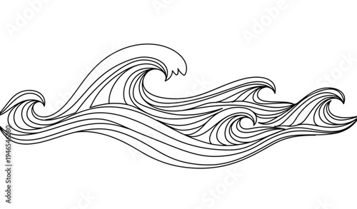 A minimalist vector illustration of a stylized ocean wave design