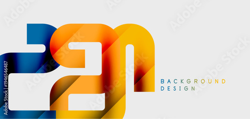 Abstract design features layered shapes, vibrant colors. Modern composition suits backgrounds, presentations, branding projects. Clean aesthetic.