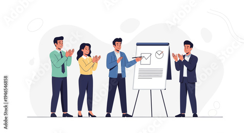 Business team applauding presentation success, teamwork, achievement, meeting, strategy