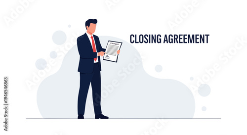 Businessman Holding Closing Agreement Document for Business Deal