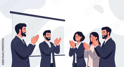 Business team applauding during presentation, success and teamwork concept