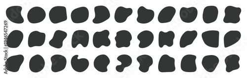 Abstract organic blob shapes hand drawn irregular vector design element isolated on transparent background