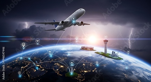 Wallpaper Mural Global Aviation Network and Digital Connectivity Concept Torontodigital.ca